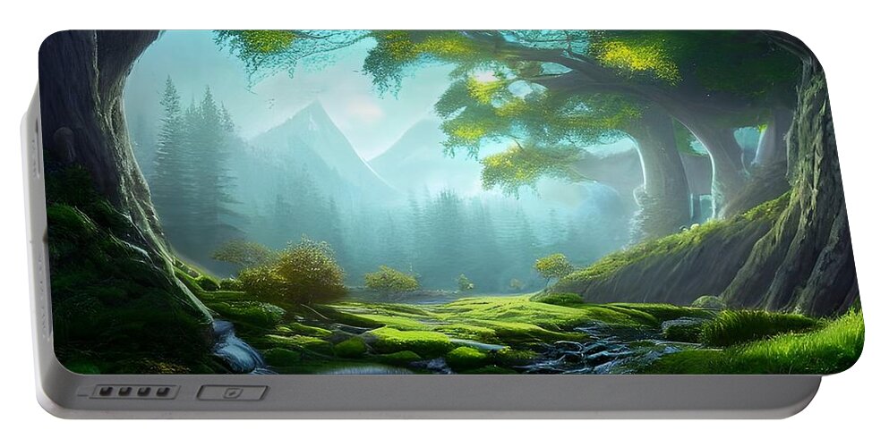 Digital Portable Battery Charger featuring the digital art Peaceful Valley #1 by Beverly Read