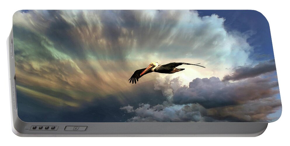 Pelican Portable Battery Charger featuring the photograph Pelican Before The Storm by Robert Harris