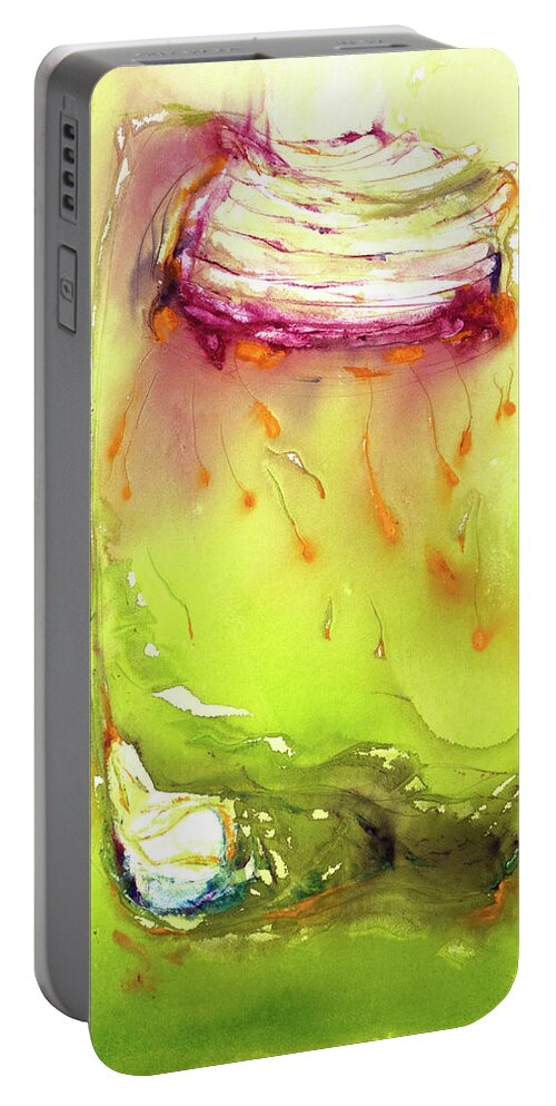  Portable Battery Charger featuring the painting 'Different Day, different Colour' by Petra Rau