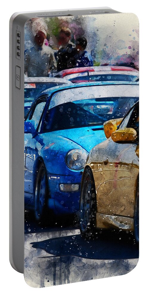 Porsche Portable Battery Charger featuring the digital art Porsche Cup by Geir Rosset