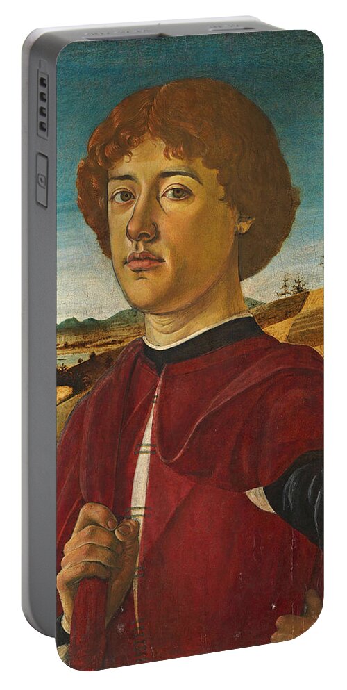 Biagio D'antonio Portable Battery Charger featuring the painting Portrait of a Young Man #2 by Biagio d'Antonio
