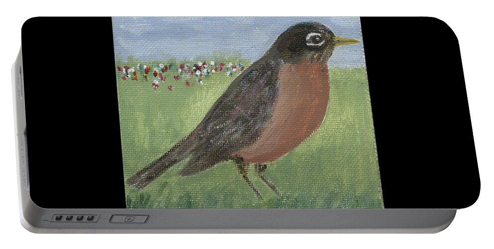 Bird Portable Battery Charger featuring the painting Robin by Tim Nyberg