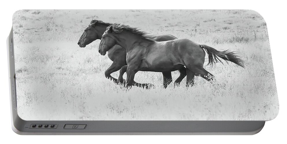 Percheron Portable Battery Charger featuring the photograph Running Free #1 by Brook Burling