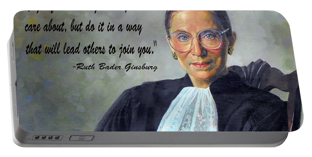  Ruth Bader Ginsburg Portable Battery Charger featuring the painting Ruth Bader Ginsburg Painting #1 by Supreme Court of the United States
