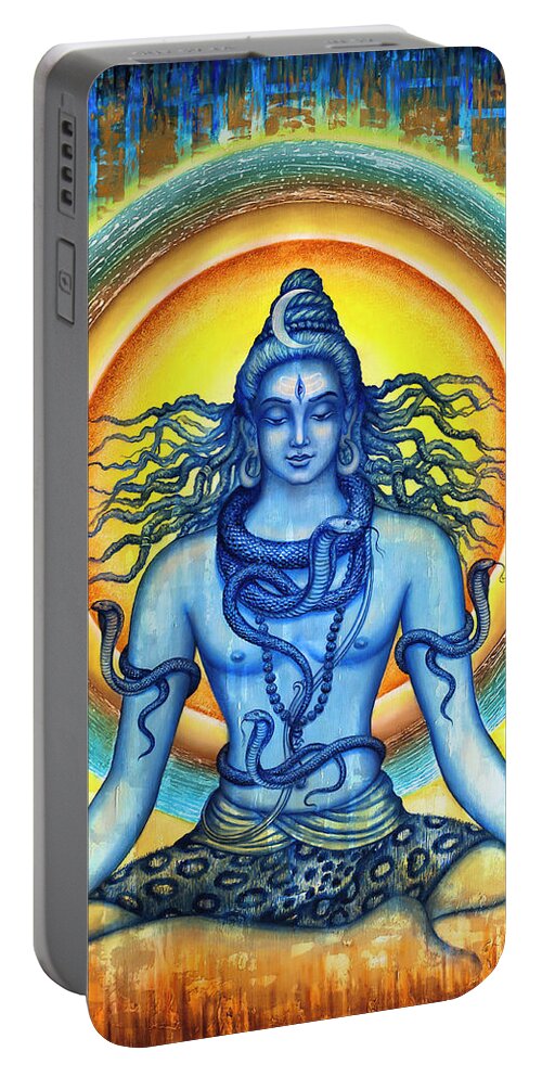 Shiva Portable Battery Charger featuring the painting Shiva #1 by Vrindavan Das