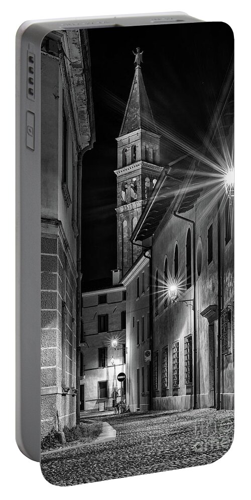 Oderzo Portable Battery Charger featuring the photograph Small street leading to the bell tower #1 by The P