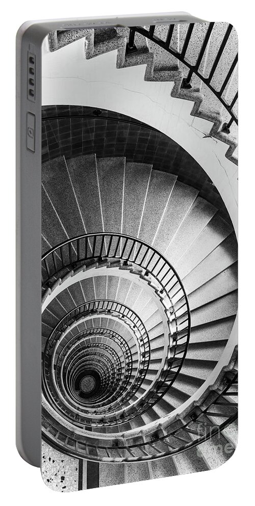 Spiral Staircase Portable Battery Charger featuring the photograph Spiral staircase in The Neboticnik, Ljubljana, Slovenia #1 by Neale And Judith Clark