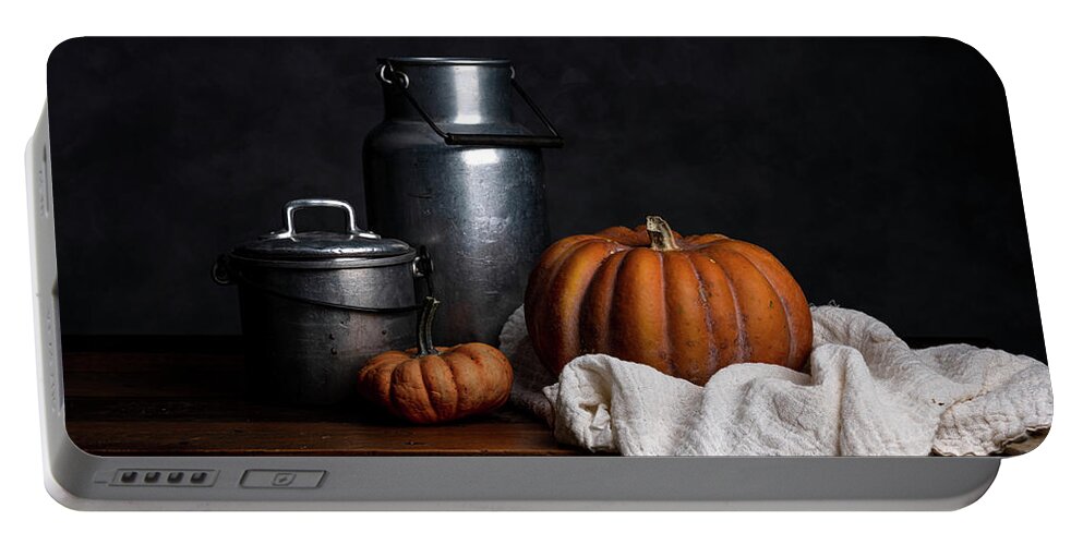 Still Life Portable Battery Charger featuring the photograph Still Life with Pumpkin by Nailia Schwarz