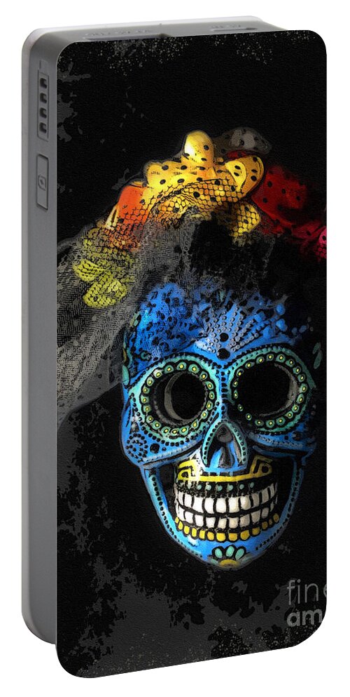 Halloween Portable Battery Charger featuring the digital art Sugar Skull #1 by Diana Rajala