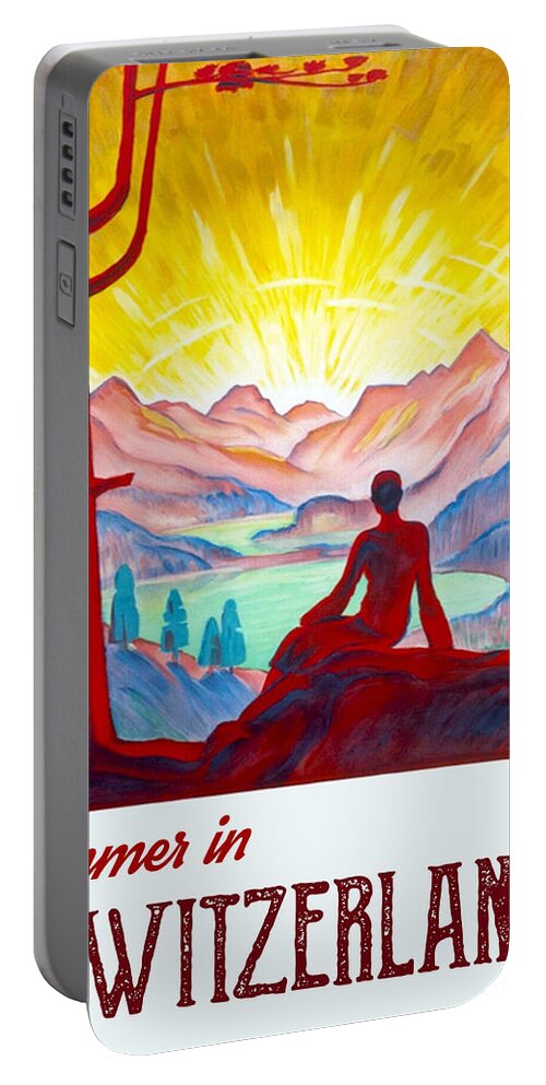 Switzerland Portable Battery Charger featuring the digital art Summer in Switzerland #1 by Long Shot