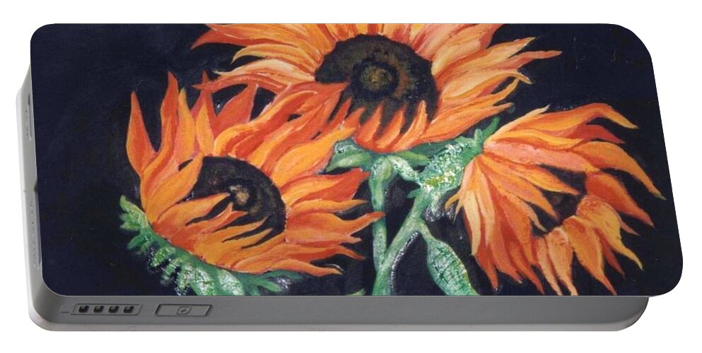 Sunflowers Portable Battery Charger featuring the painting Sunflowers by Sidra Myers