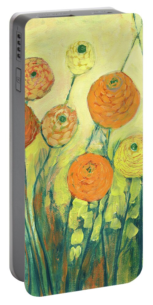 Floral Portable Battery Charger featuring the painting Sunrise in Bloom by Jennifer Lommers
