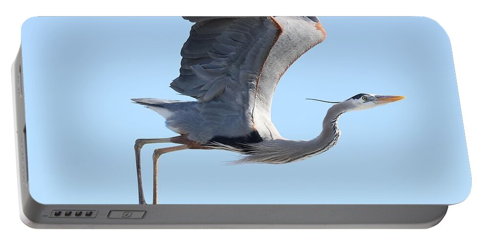 Great Blue Heron Portable Battery Charger featuring the photograph Taking Off #1 by Mingming Jiang
