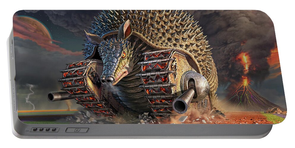 Elp Portable Battery Charger featuring the digital art Tarkus Legacy 13 by Jerry LoFaro