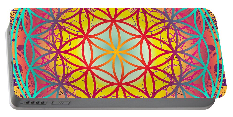 Geometry Portable Battery Charger featuring the digital art Sacred Geometry, No.12 by Walter Neal