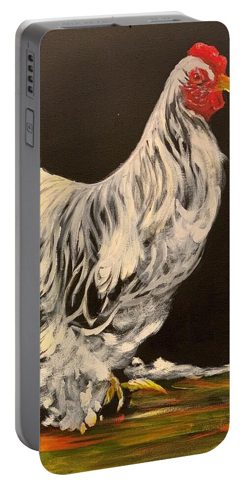Rooster Portable Battery Charger featuring the painting The GENERAL by Juliette Becker
