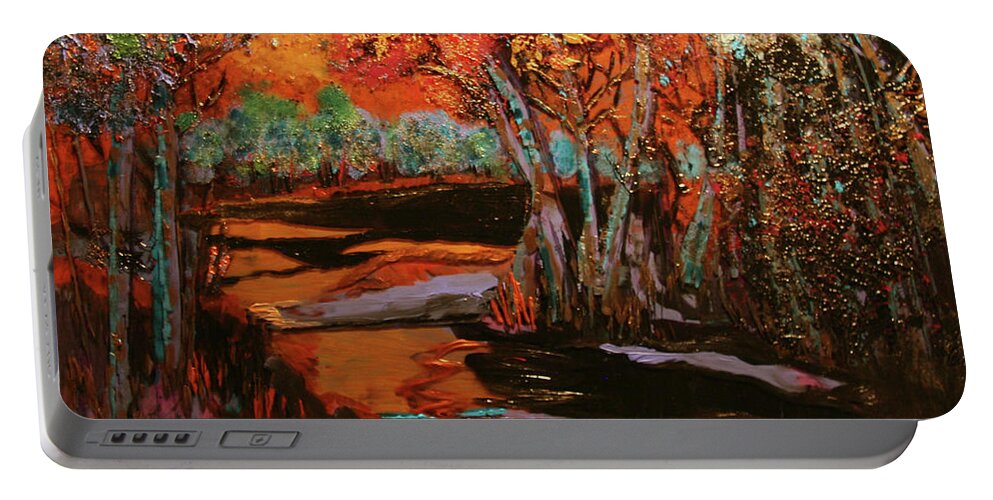 Trees Portable Battery Charger featuring the painting THe Magic Hour by Marilyn Quigley