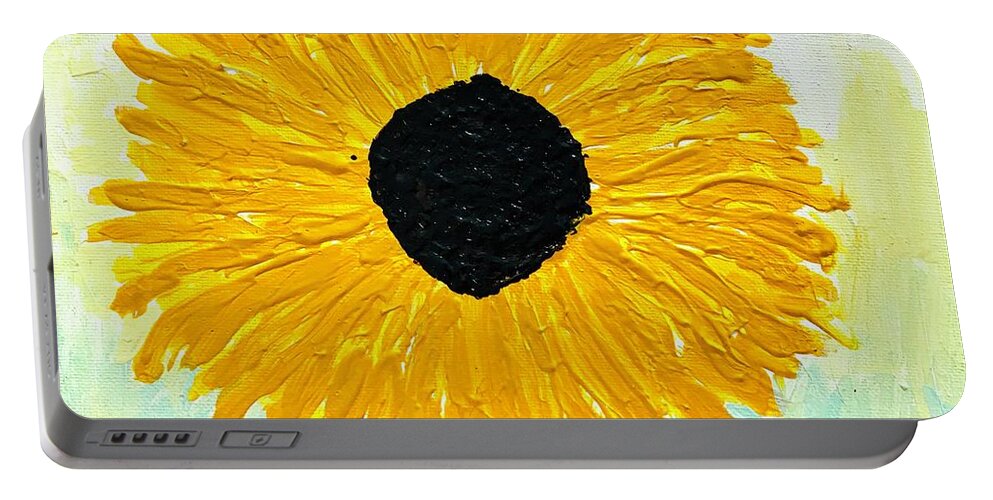 Sunflower Portable Battery Charger featuring the painting The Sunflower #1 by Medge Jaspan