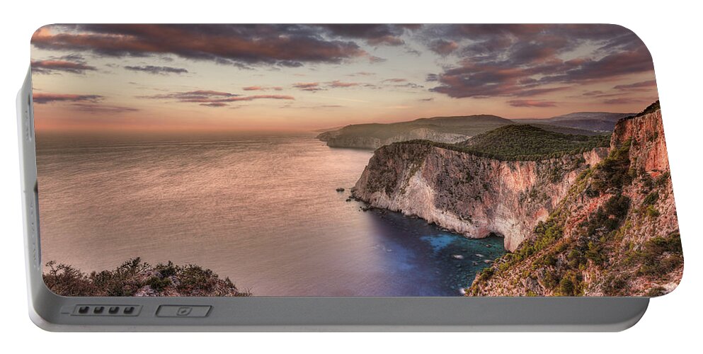 Keri Portable Battery Charger featuring the photograph The sunset at Keri in Zakynthos, Greece #1 by Constantinos Iliopoulos