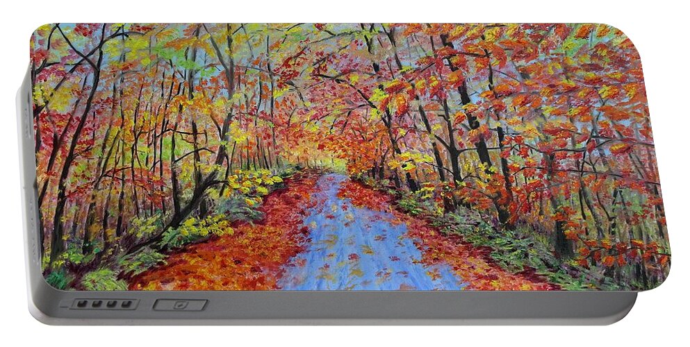Fall Leaves Portable Battery Charger featuring the painting The way Home by Lisa Rose Musselwhite