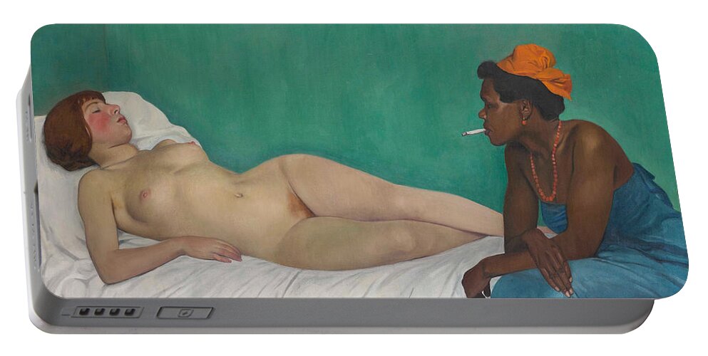 Felix Vallotton Portable Battery Charger featuring the painting The White and the Black, from 1913 by Felix Vallotton