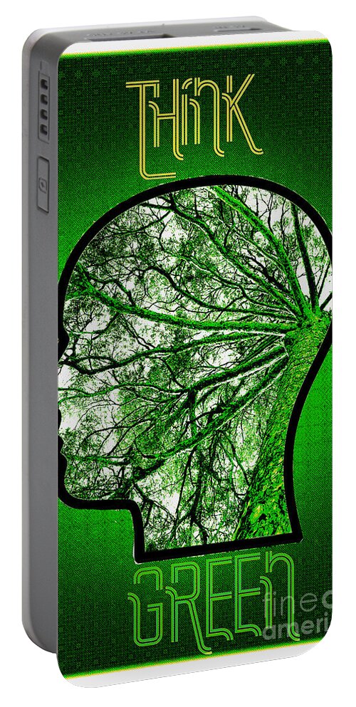 Greenpeace Portable Battery Charger featuring the digital art Think green #1 by Binka Kirova