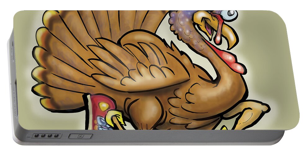 Thanksgiving Portable Battery Charger featuring the digital art Turkey by Kevin Middleton