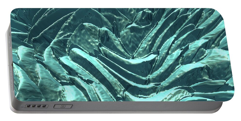 Three Dimensional Portable Battery Charger featuring the digital art Turquoise Abstract #1 by Phil Perkins