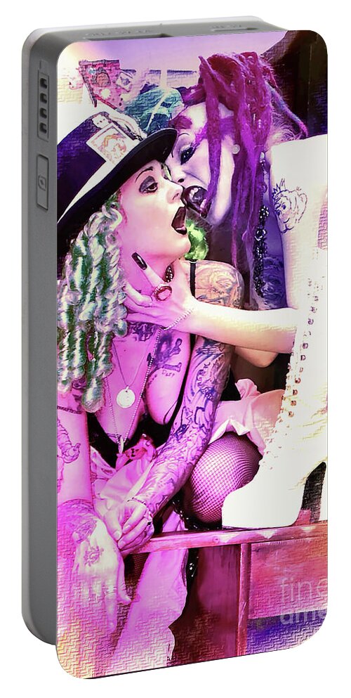  Beautiful Portable Battery Charger featuring the digital art Twisted Carnival 13 #1 by Recreating Creation