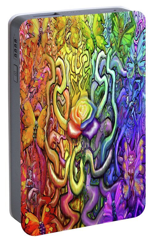 Twisted Portable Battery Charger featuring the digital art Twisted Rainbow Magic #1 by Kevin Middleton