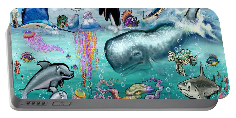 Aquatic Portable Battery Charger featuring the digital art Under the Sea by Kevin Middleton
