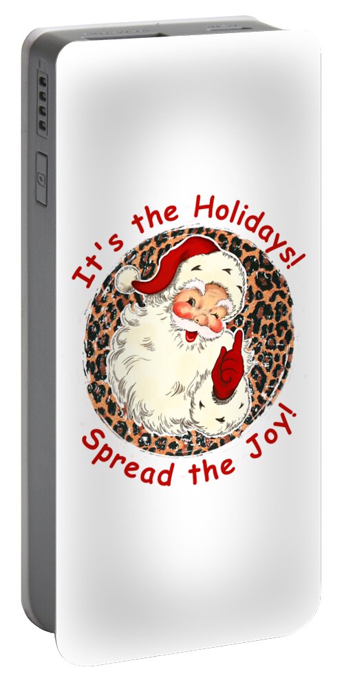 Vintage Christmas Santa Portable Battery Charger featuring the digital art Vintage Christmas Santa - Its the Holidays #2 by Bob Pardue