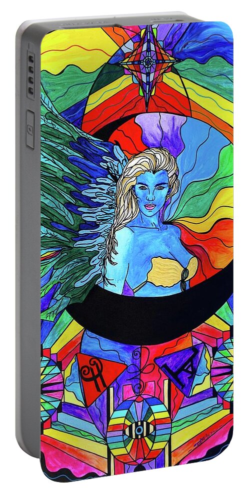 The Portable Battery Charger featuring the painting Watcher #1 by Teal Eye Print Store