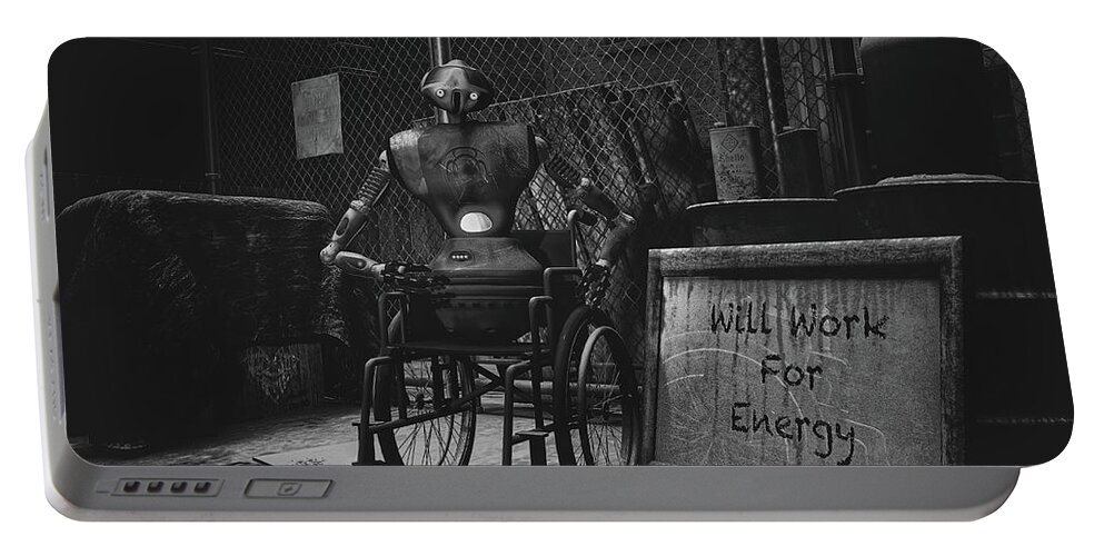 Robot Portable Battery Charger featuring the photograph Will Work For Energy #2 by Bob Orsillo