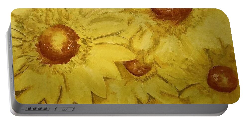  Portable Battery Charger featuring the painting Yellow by Angie ONeal
