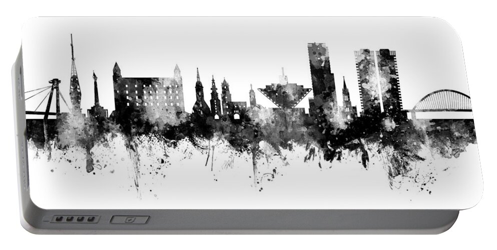 Bratislava Portable Battery Charger featuring the digital art Bratislava Slovakia Skyline by Michael Tompsett