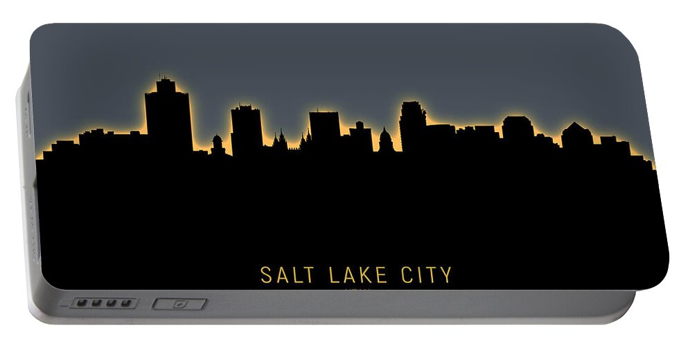 Salt Lake City Portable Battery Charger featuring the digital art Salt Lake City Utah Skyline #10 by Michael Tompsett