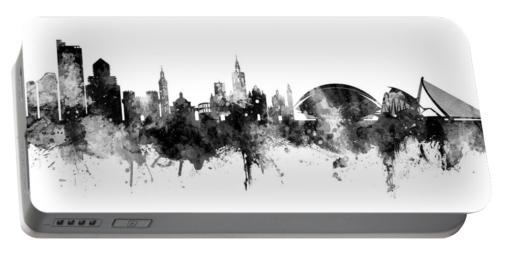 Valencia Portable Battery Charger featuring the digital art Valencia Spain Skyline #10 by Michael Tompsett