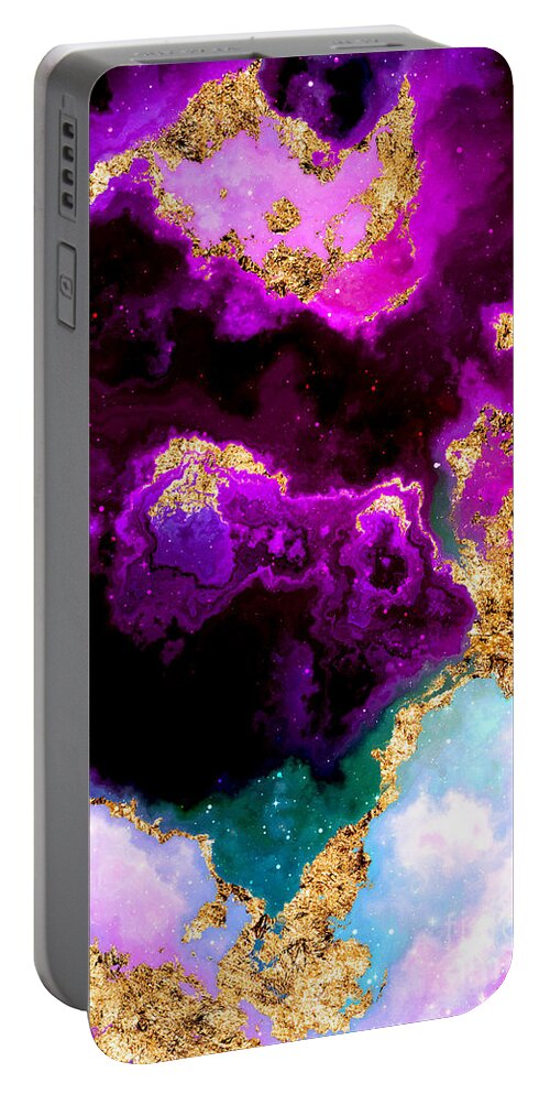 Holyrockarts Portable Battery Charger featuring the mixed media 100 Starry Nebulas in Space Abstract Digital Painting 015 by Holy Rock Design