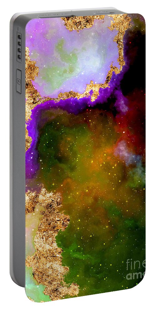 Holyrockarts Portable Battery Charger featuring the mixed media 100 Starry Nebulas in Space Abstract Digital Painting 016 by Holy Rock Design