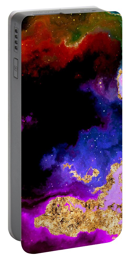 Holyrockarts Portable Battery Charger featuring the mixed media 100 Starry Nebulas in Space Abstract Digital Painting 024 by Holy Rock Design
