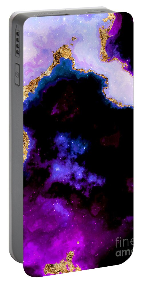 Holyrockarts Portable Battery Charger featuring the mixed media 100 Starry Nebulas in Space Abstract Digital Painting 036 by Holy Rock Design