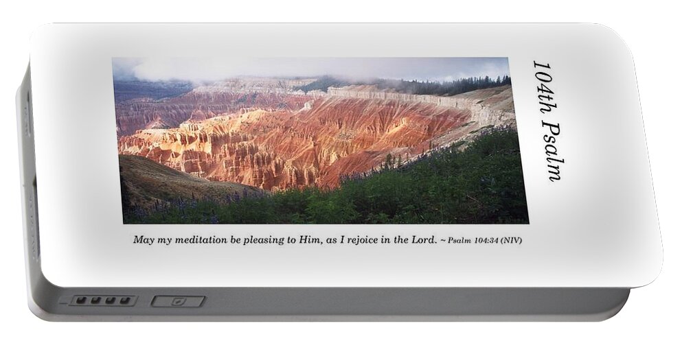 Richard E. Porter Portable Battery Charger featuring the photograph 104th Psalm-Cedar Breaks with Flowers by Richard Porter
