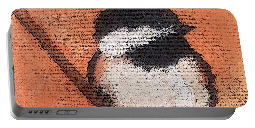 Bird Portable Battery Charger featuring the painting 11 Chickadee by Victoria Page