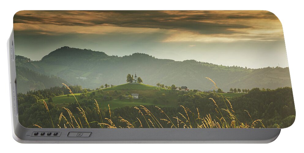Sveti Portable Battery Charger featuring the photograph Church of Saint Thomas in the Skofja Loka Hills #11 by Ian Middleton