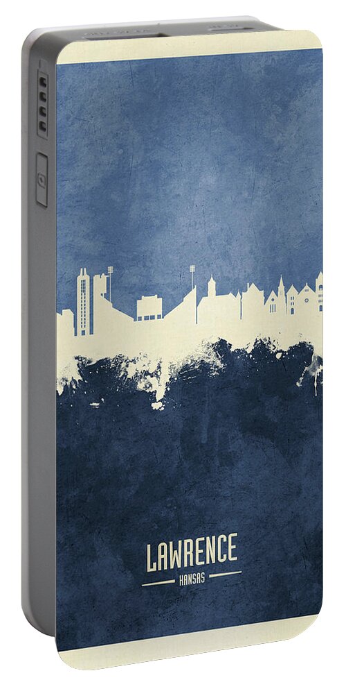Lawrence Portable Battery Charger featuring the digital art Lawrence Kansas Skyline by Michael Tompsett