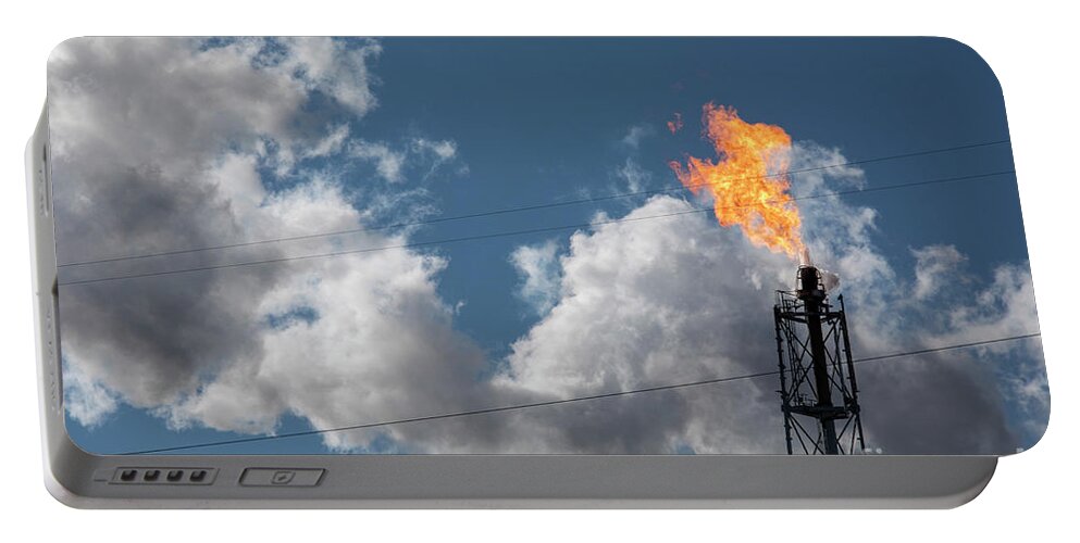 Flare Portable Battery Charger featuring the photograph Oil Refinery #11 by Jim West
