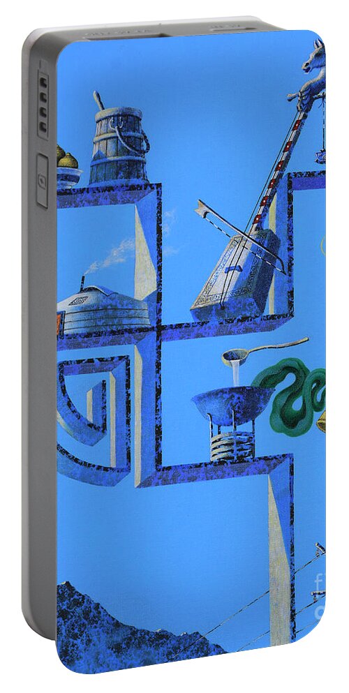Oil On Canvas Portable Battery Charger featuring the painting Development by Oilan Janatkhaan