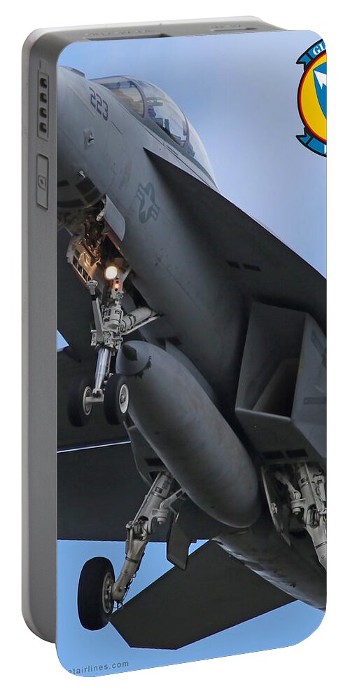 F/a-18f Portable Battery Charger featuring the digital art VFA-106 F/A-18F Super Hornet on short final to 23 L NAS Oceana by Custom Aviation Art