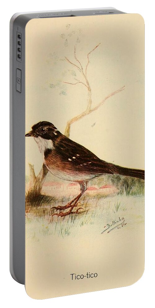 Birds Portable Battery Charger featuring the mixed media Beautiful Vintage Bird #1173 by World Art Collective